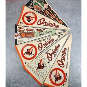 Lot of 6 Vintage Baltimore Orioles Felt Pennants MLB Baseball 70s 80s 90s